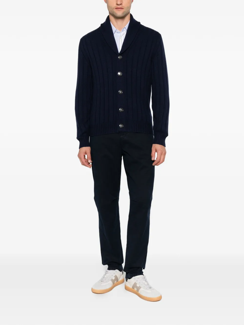 Brunello Cucinelli button-fastening chino trousers Blauw
