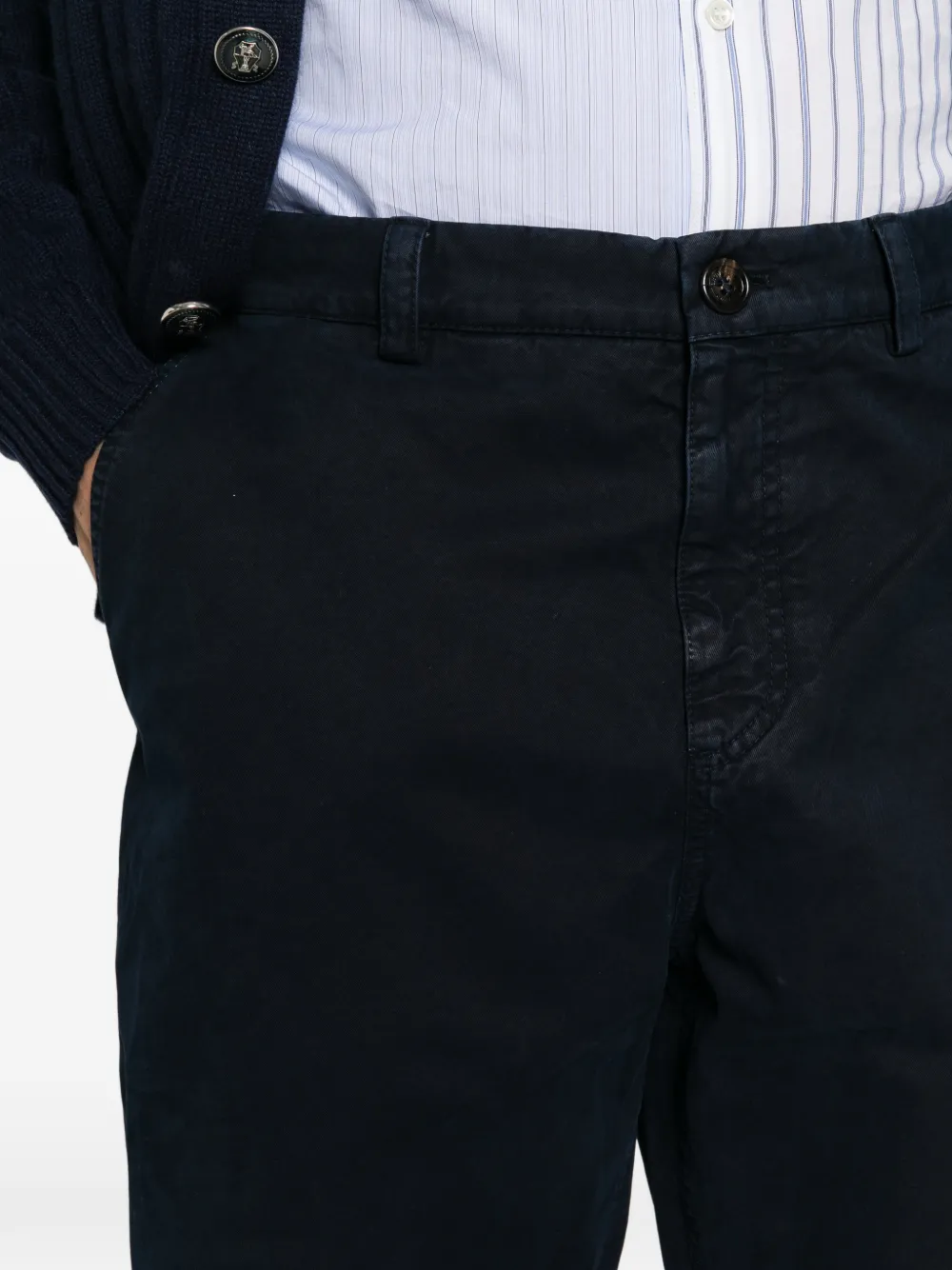 Brunello Cucinelli button-fastening chino trousers Blauw
