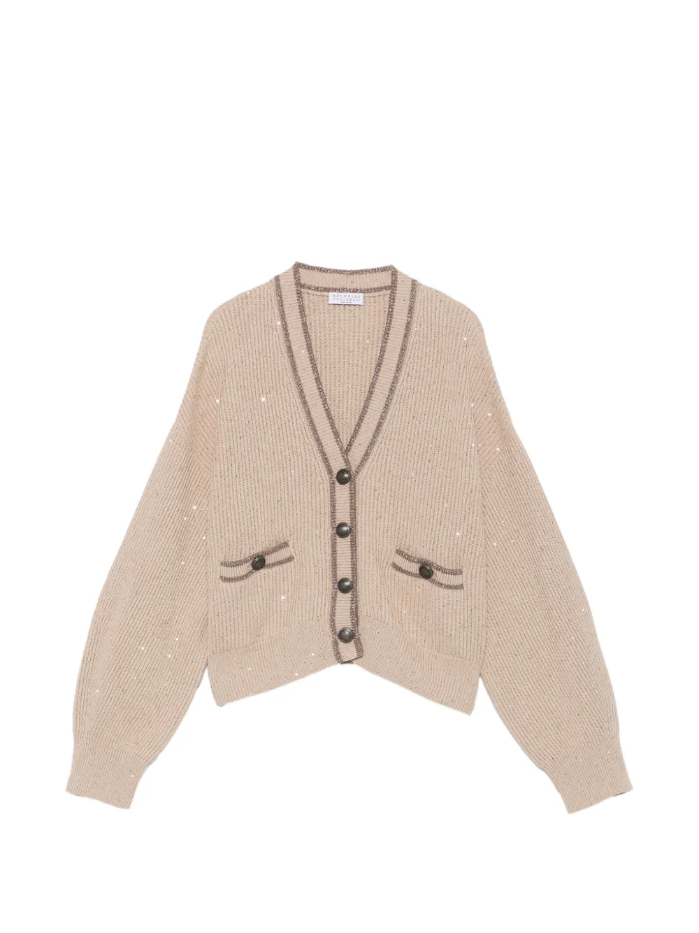 Brunello Cucinelli sequin-embellished Monili-trim cardigan - Toni neutri