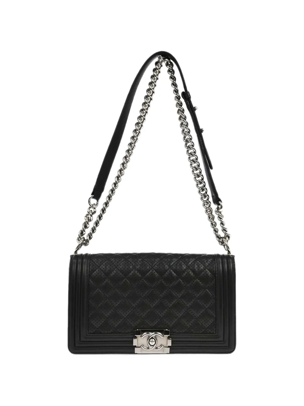 CHANEL Pre-Owned 2014 Boy Chanel perforated shoulder bag - Nero