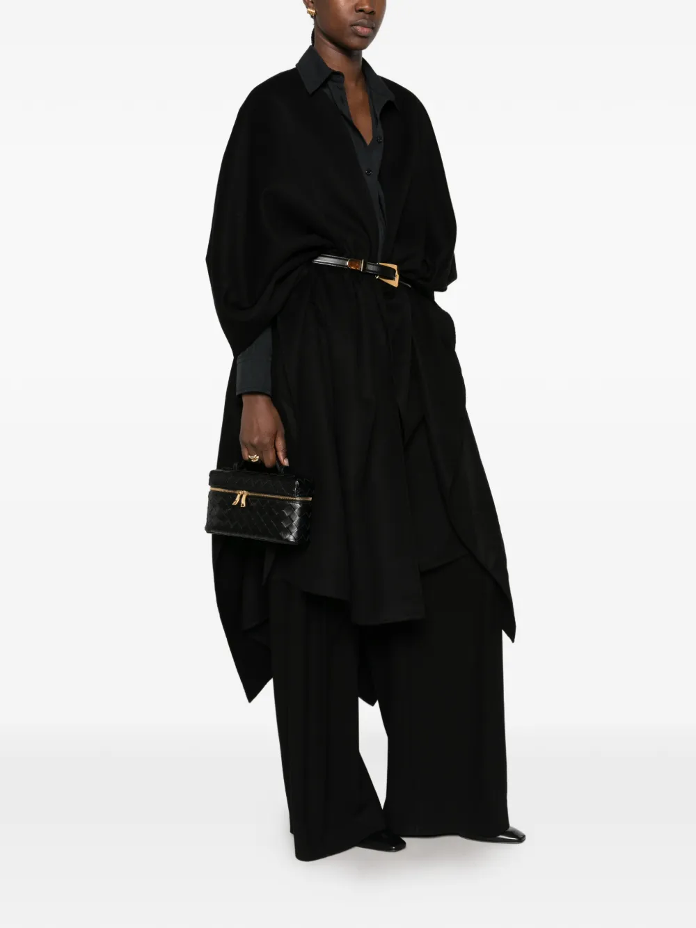 Loro Piana Maria draped cape Zwart