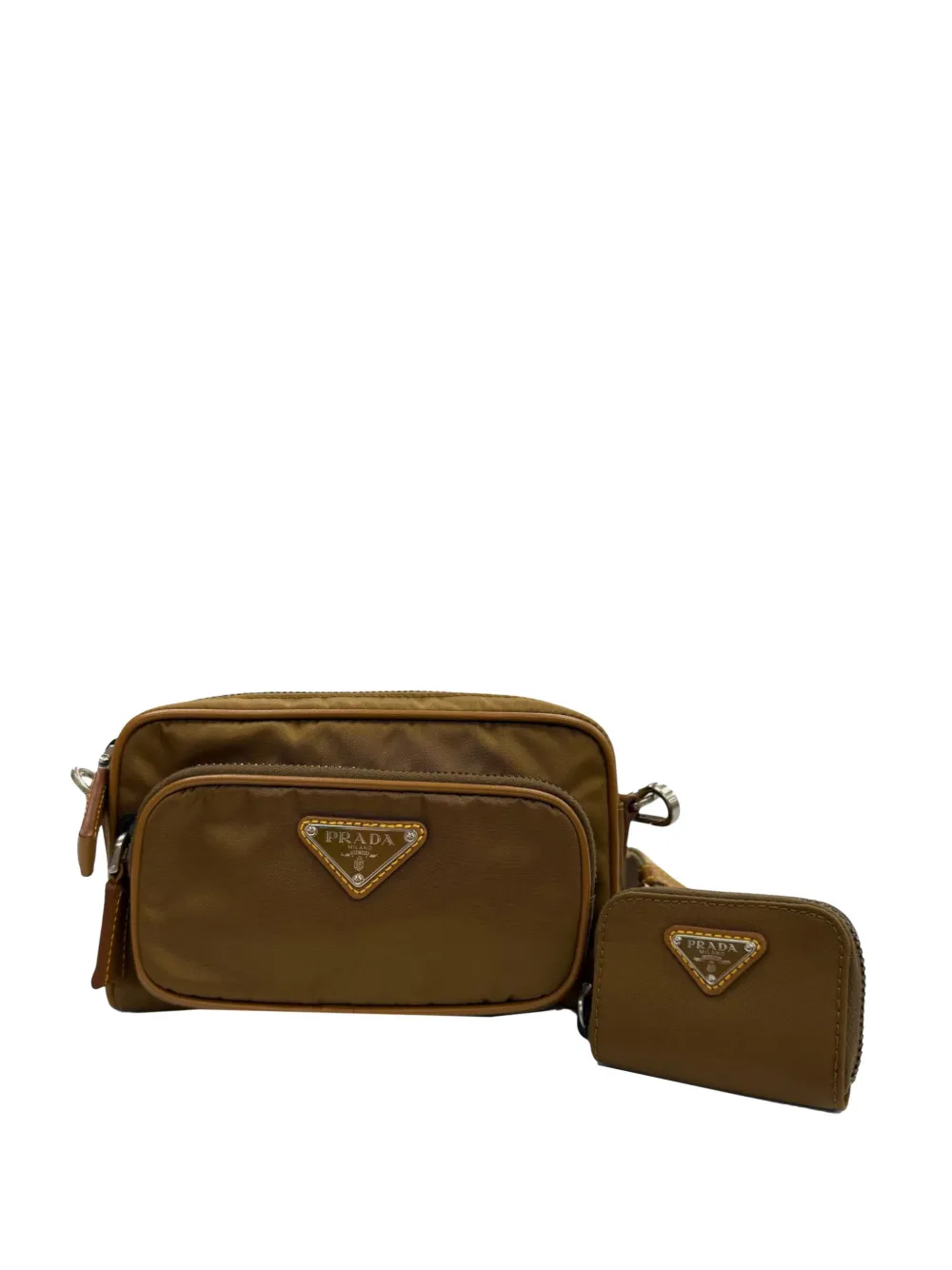Prada Pre-Owned 2013-2026 Re Nylon Travel Pocket Double Zip crossbody bag - Marrone