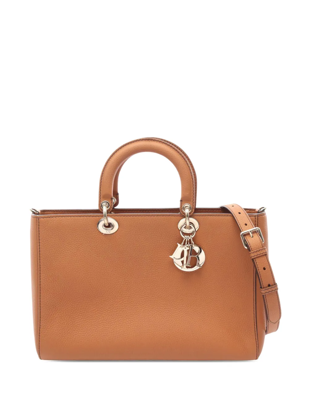 Christian Dior Pre-Owned 2010-2026 Large Grained Calfskin Lady D Sire satchel - Marrone