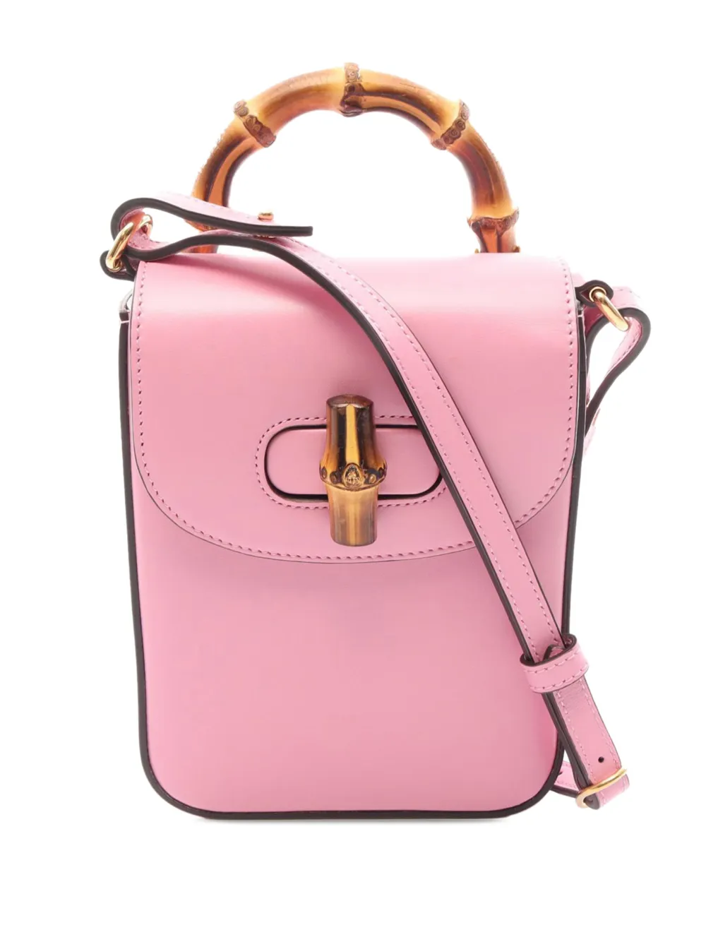 Gucci Pre-Owned 2016-2026 Mini Calfskin Bamboo Top Handle Bag satchel - Rosa