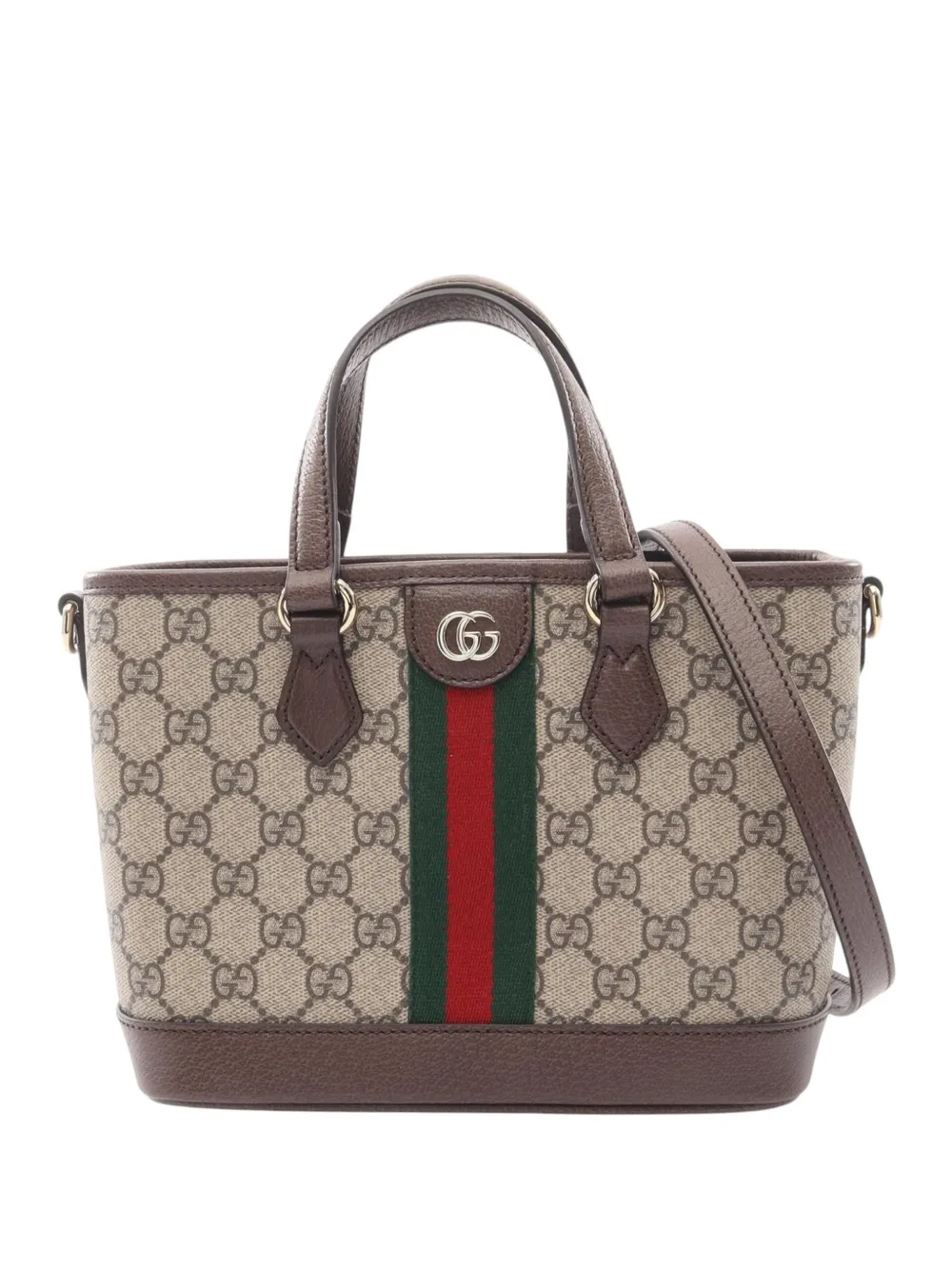 Pre-owned Gucci 2016-2026 Small Gg Supreme Web Ophidia Satchel In Neutrals