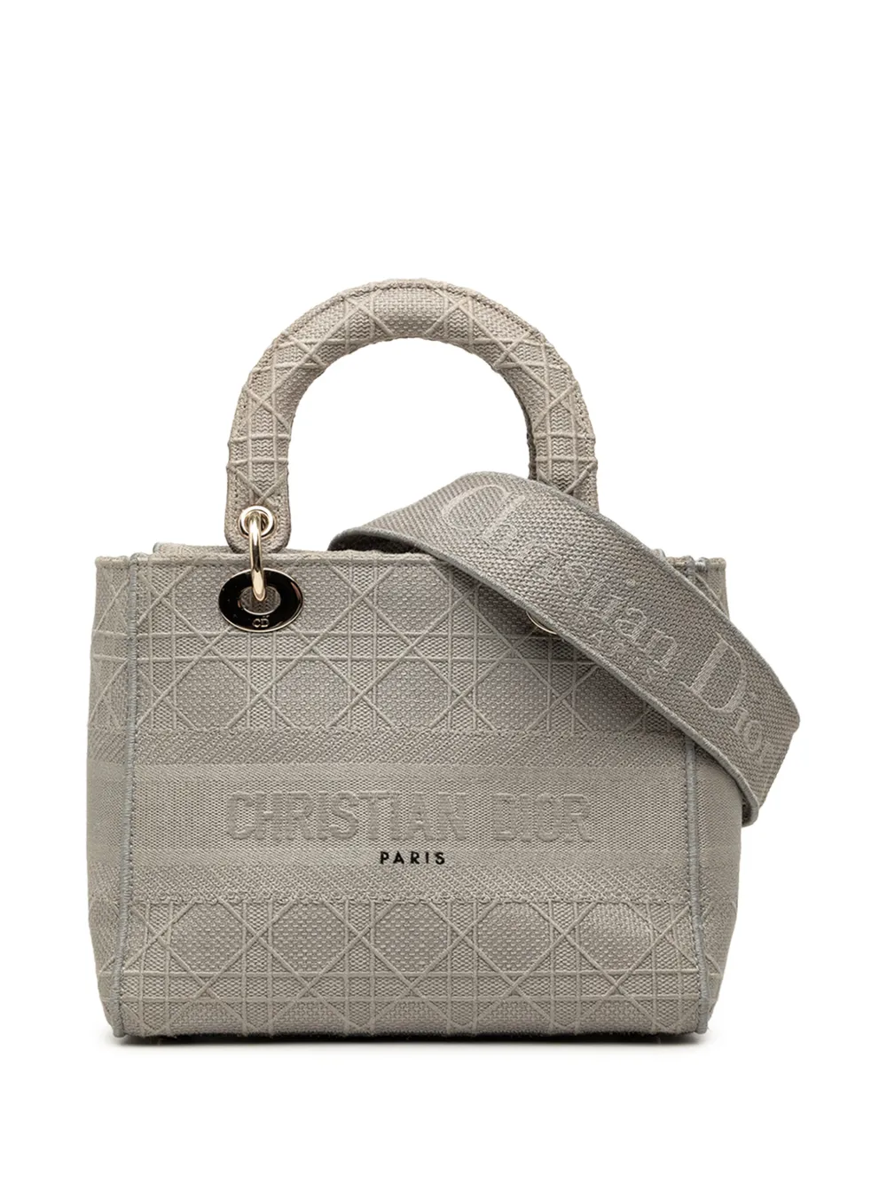 Christian Dior Pre-Owned 2020 mittelgroße Cannage Lady D Lite Satchel-Tasche aus Canvas - Grau