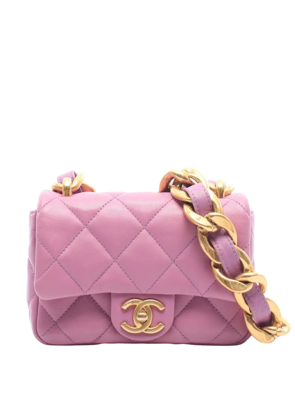 CHANEL Pre-Owned 2021-2026 Mini Quilted Lambskin Funky Town Flap shoulder bag - Viola