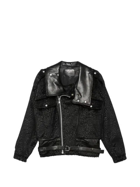 R13 crackle-effect belted jacket