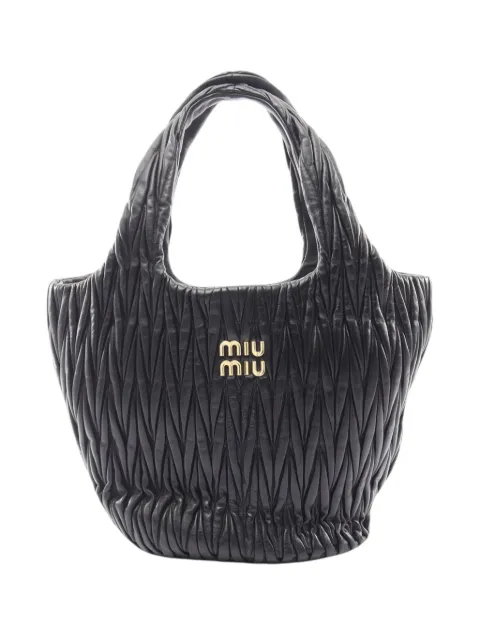 Miu Miu Pre-Owned 马特拉塞凸纹纳帕皮手提包(2000-2010年典藏款)