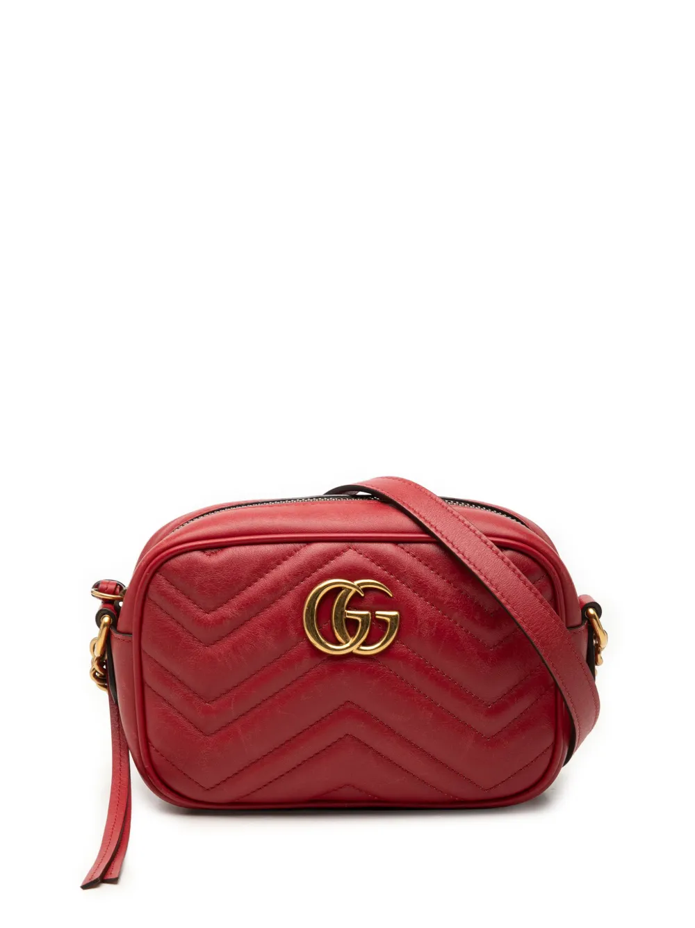 Gucci Pre-Owned 2016-2026 Mini GG Marmont Matelasse Leather crossbody bag - Rosso