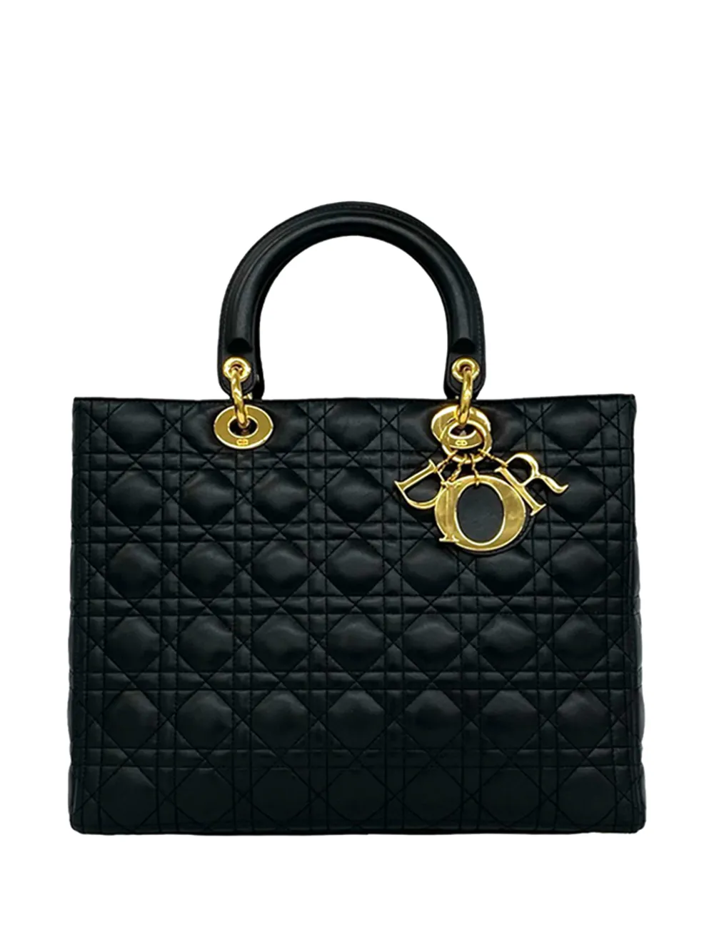 Christian Dior Pre-Owned 1990-2000 große Cannage Lady Dior Satchel-Tasche aus Lammleder - Schwarz