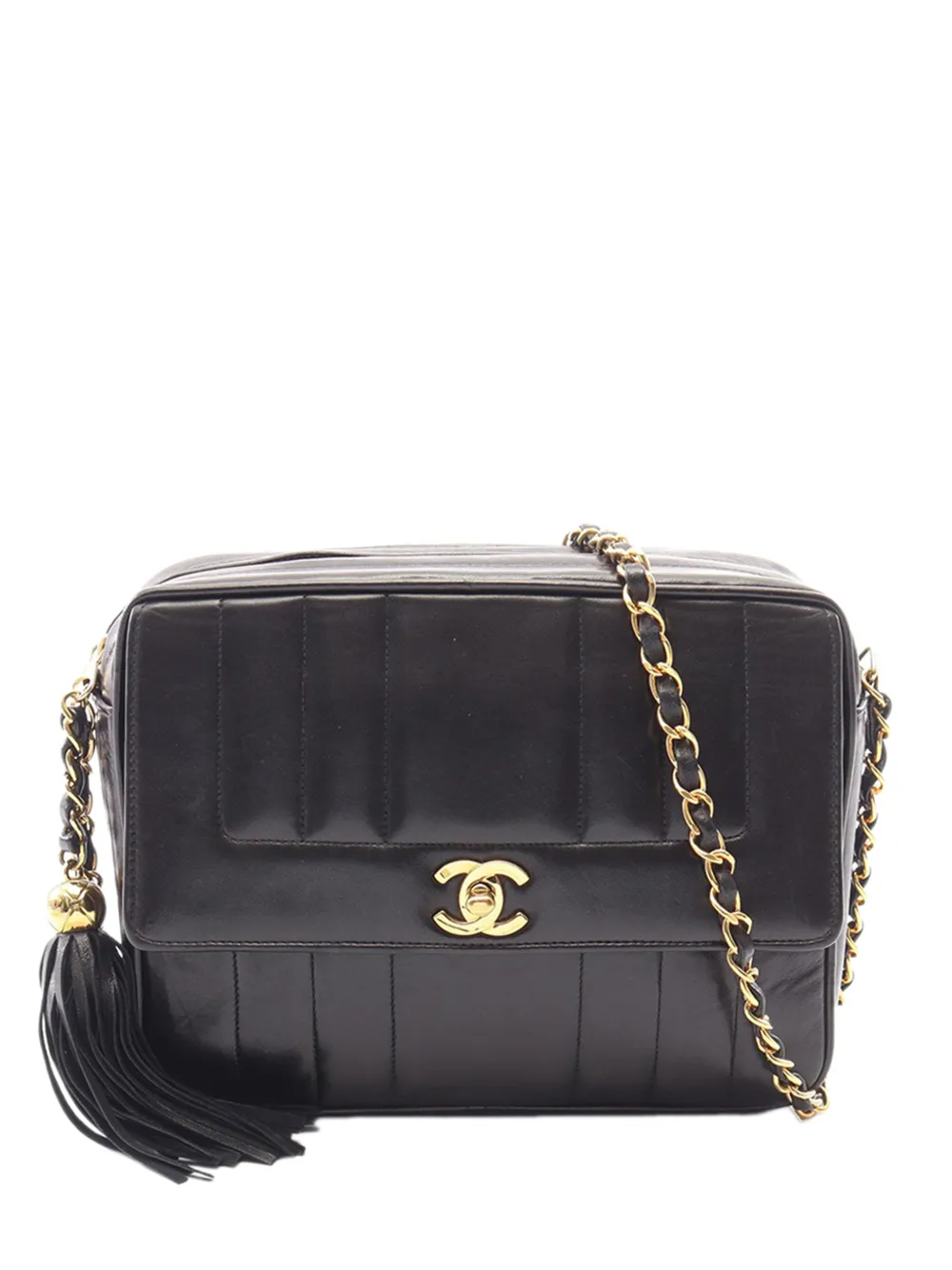 CHANEL Pre-Owned 1994-1996 CC Vertical Quilted Lambskin Tassel Flap Camera Bag crossbody bag - Nero