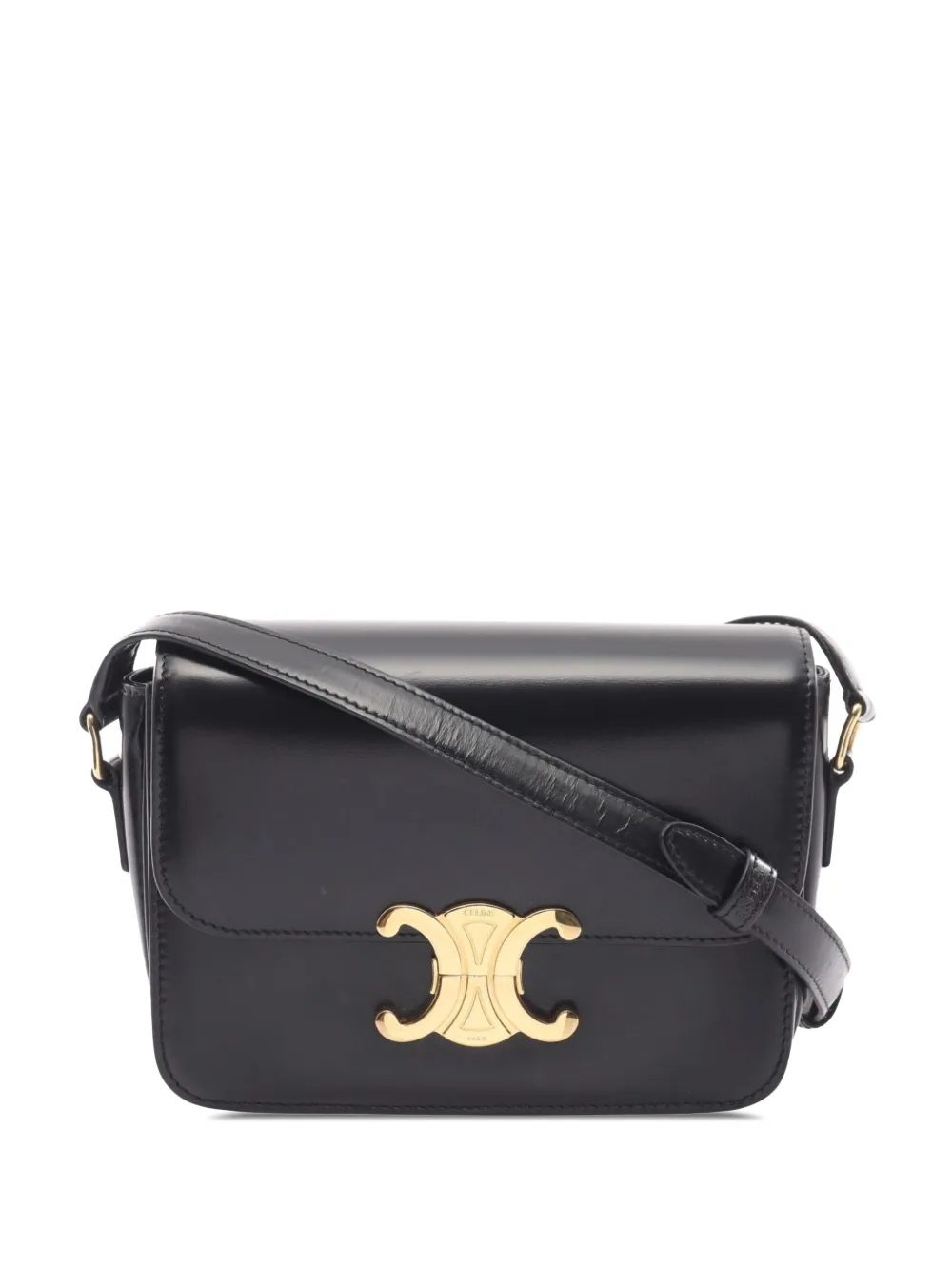Celine Pre-Owned 2010-2026 Teen Shiny Calfskin Triomphe crossbody bag - Nero