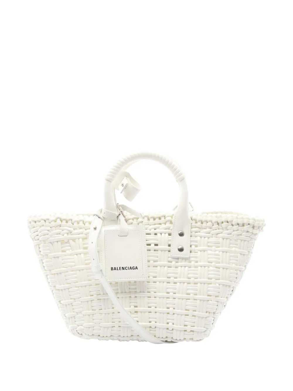 Balenciaga Pre-Owned 2018-2026 Faux Leather Bistro Panier XS satchel - Bianco