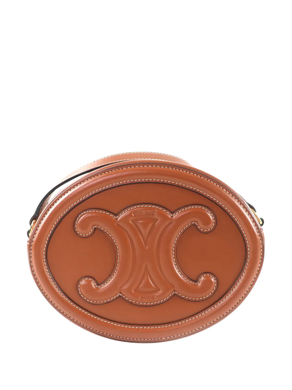 Celine Pre-Owned 2018-2026 Calfskin Cuir Triomphe Oval crossbody bag - Marrone