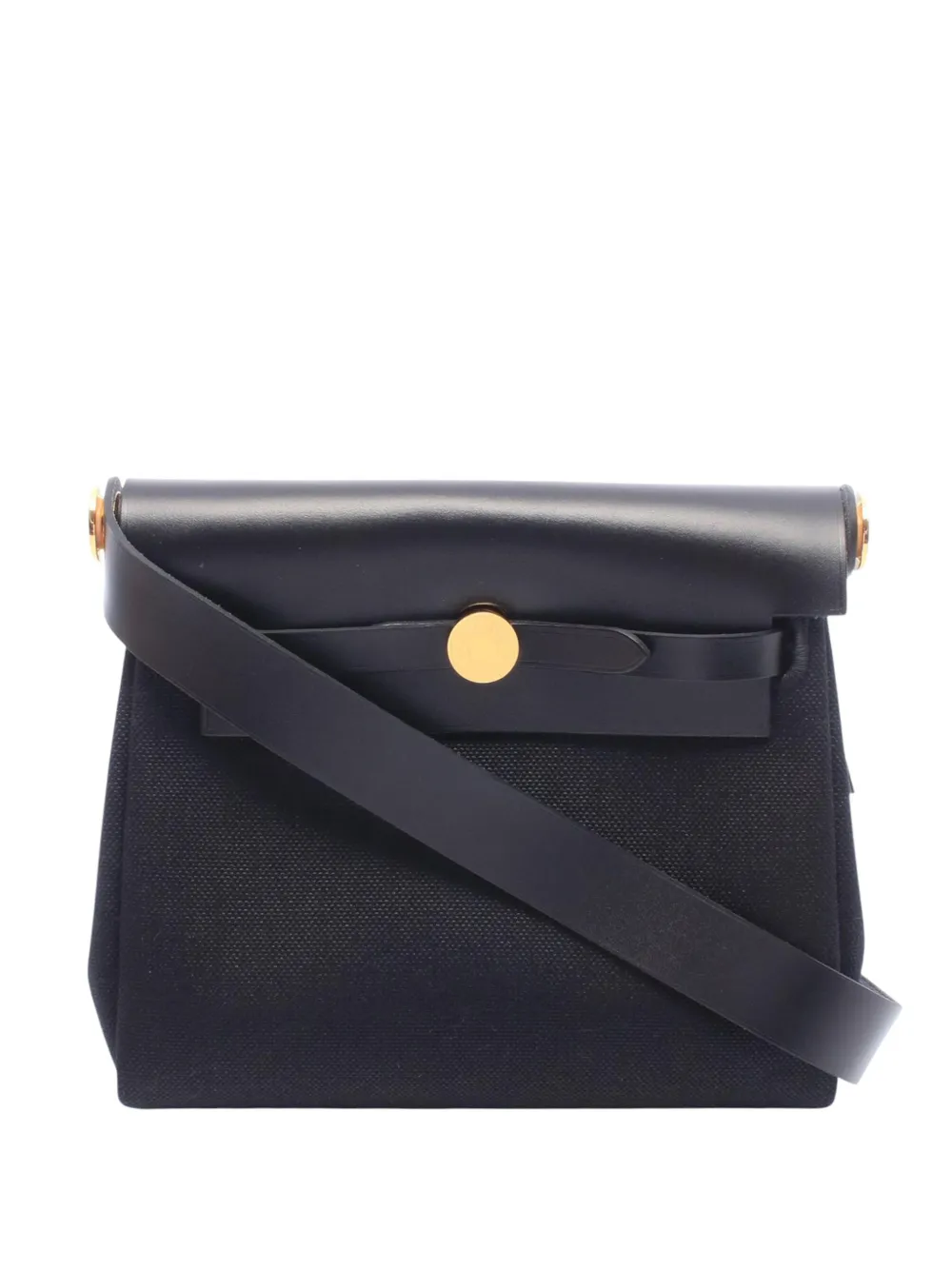 Hermès Pre-Owned 2026 Military Toile and Vache Hunter Herbag Zip 20 crossbody bag - Nero