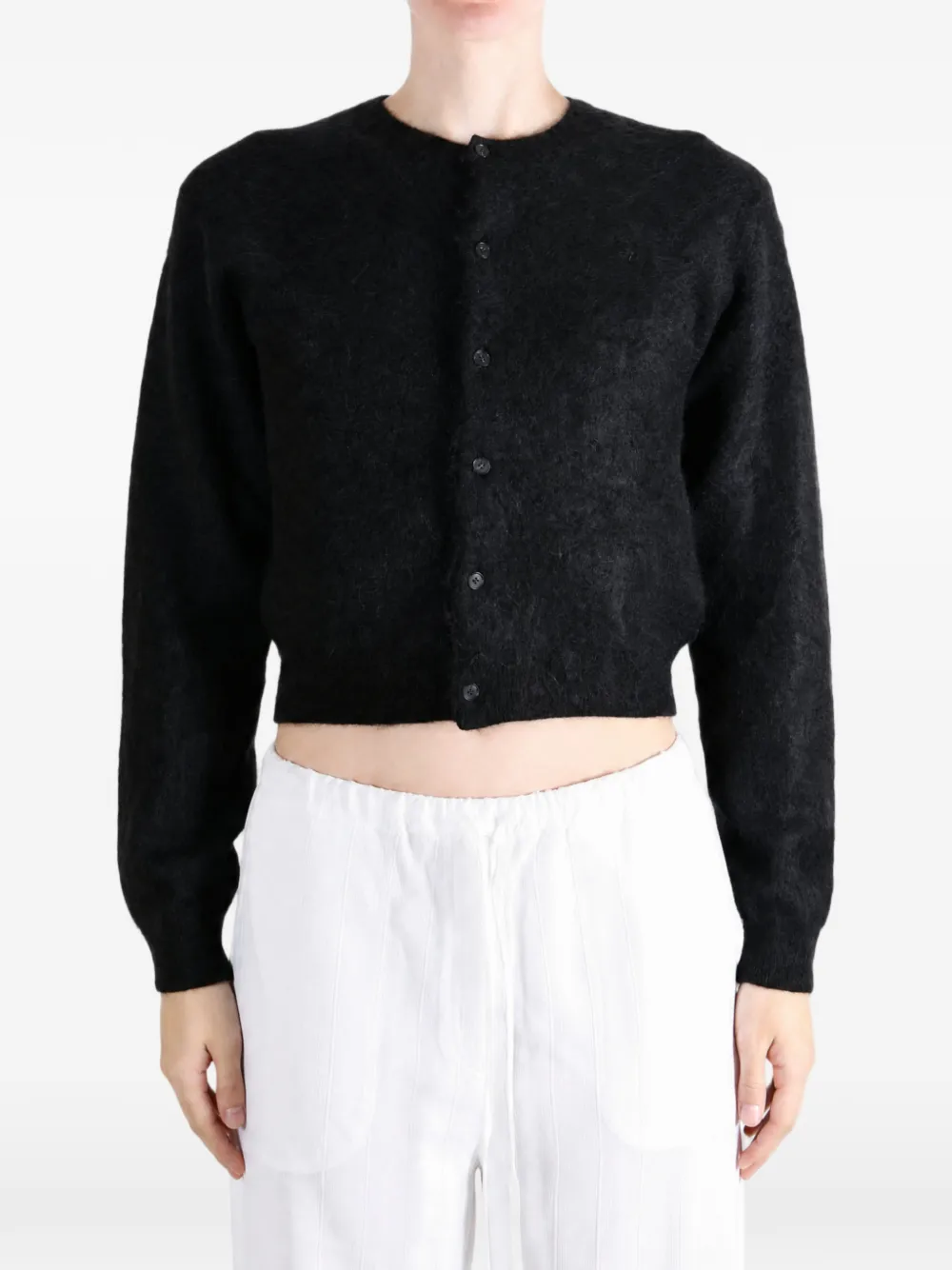 Auralee garment-dyed brushed-knit cropped cardigan
