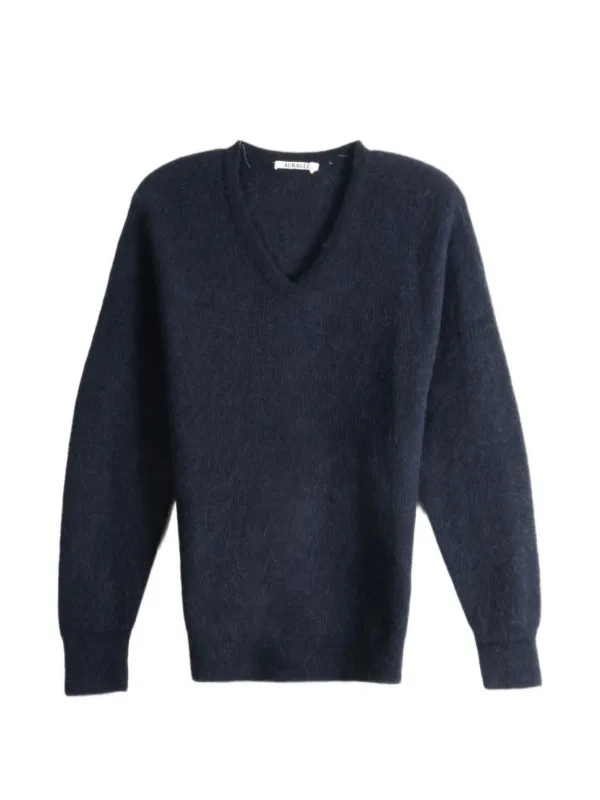 Auralee V-neck Sweater in Blue