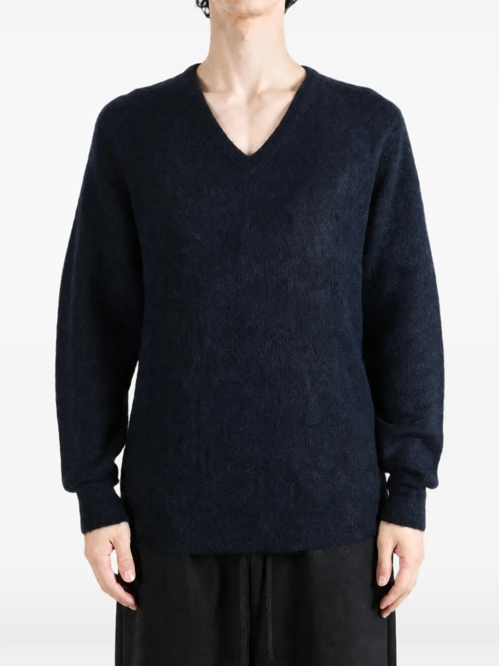 Auralee V-neck Sweater in Blue, view 2