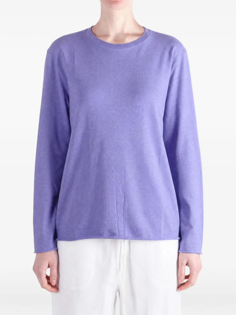 Auralee Rolled-edge Long-sleeve T-shirt in Purple, view 2