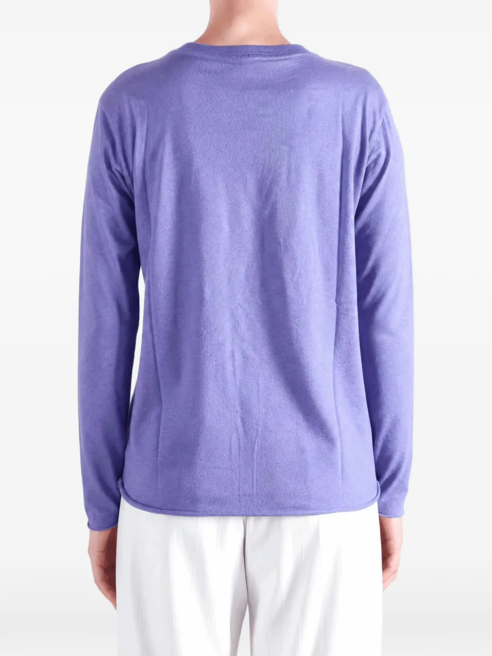 Auralee Rolled-edge Long-sleeve T-shirt in Purple, view 4