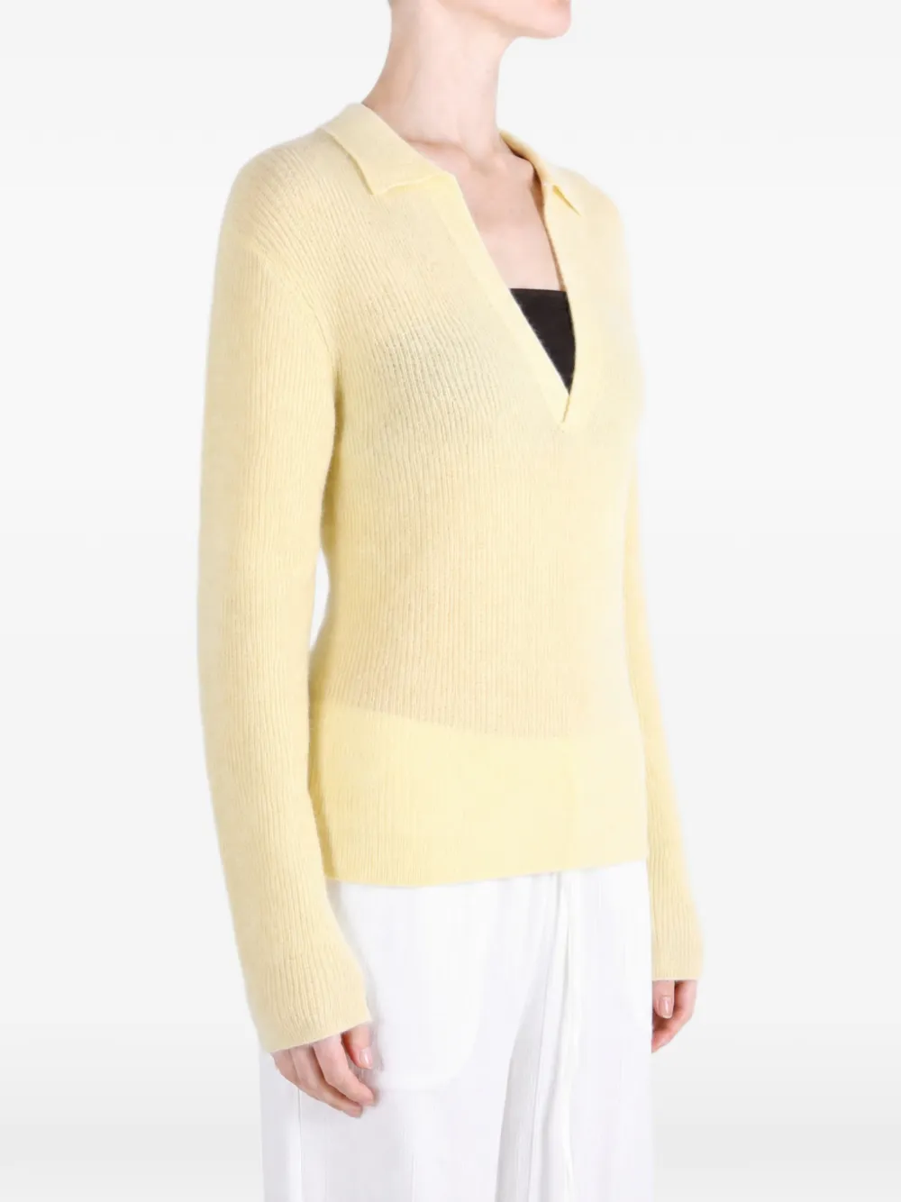 Auralee Brushed-finish Sheer Top in Yellow, view 2
