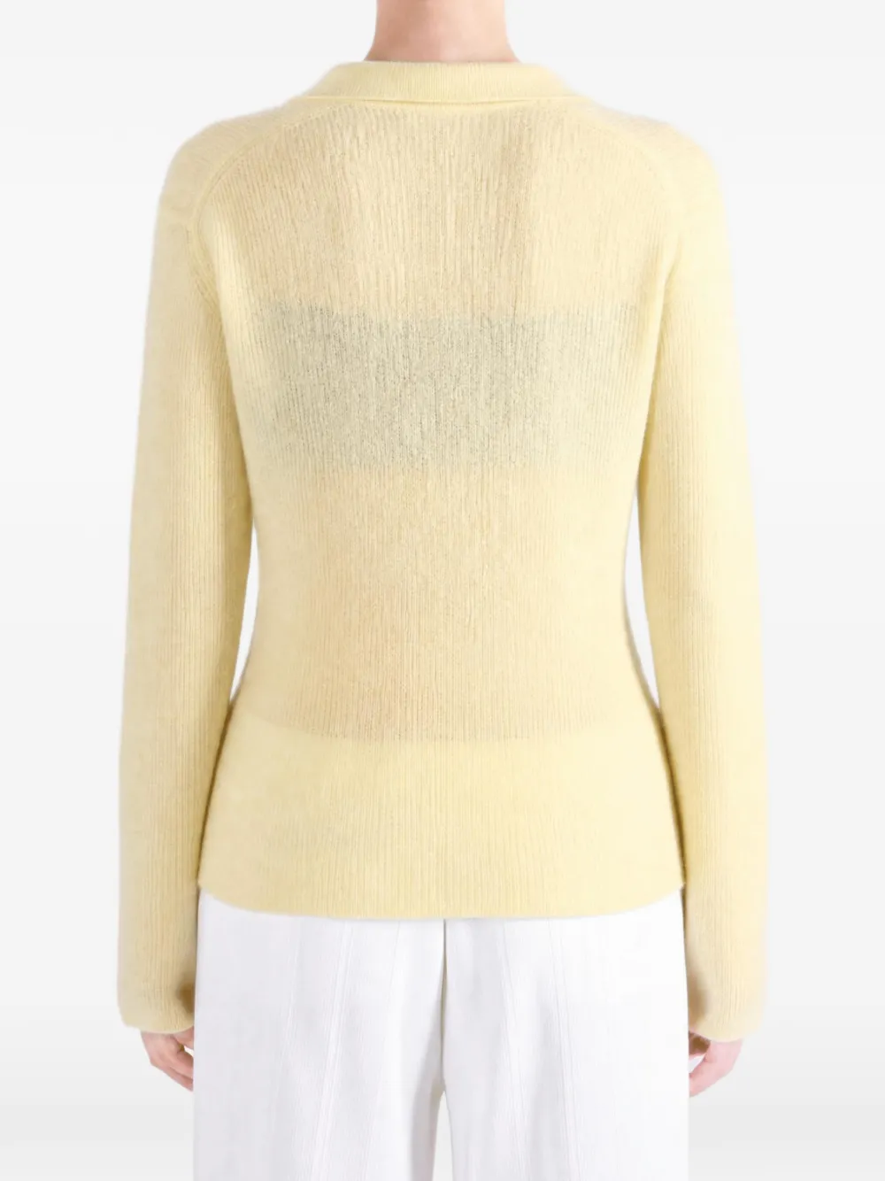 Auralee Brushed-finish Sheer Top in Yellow, view 3