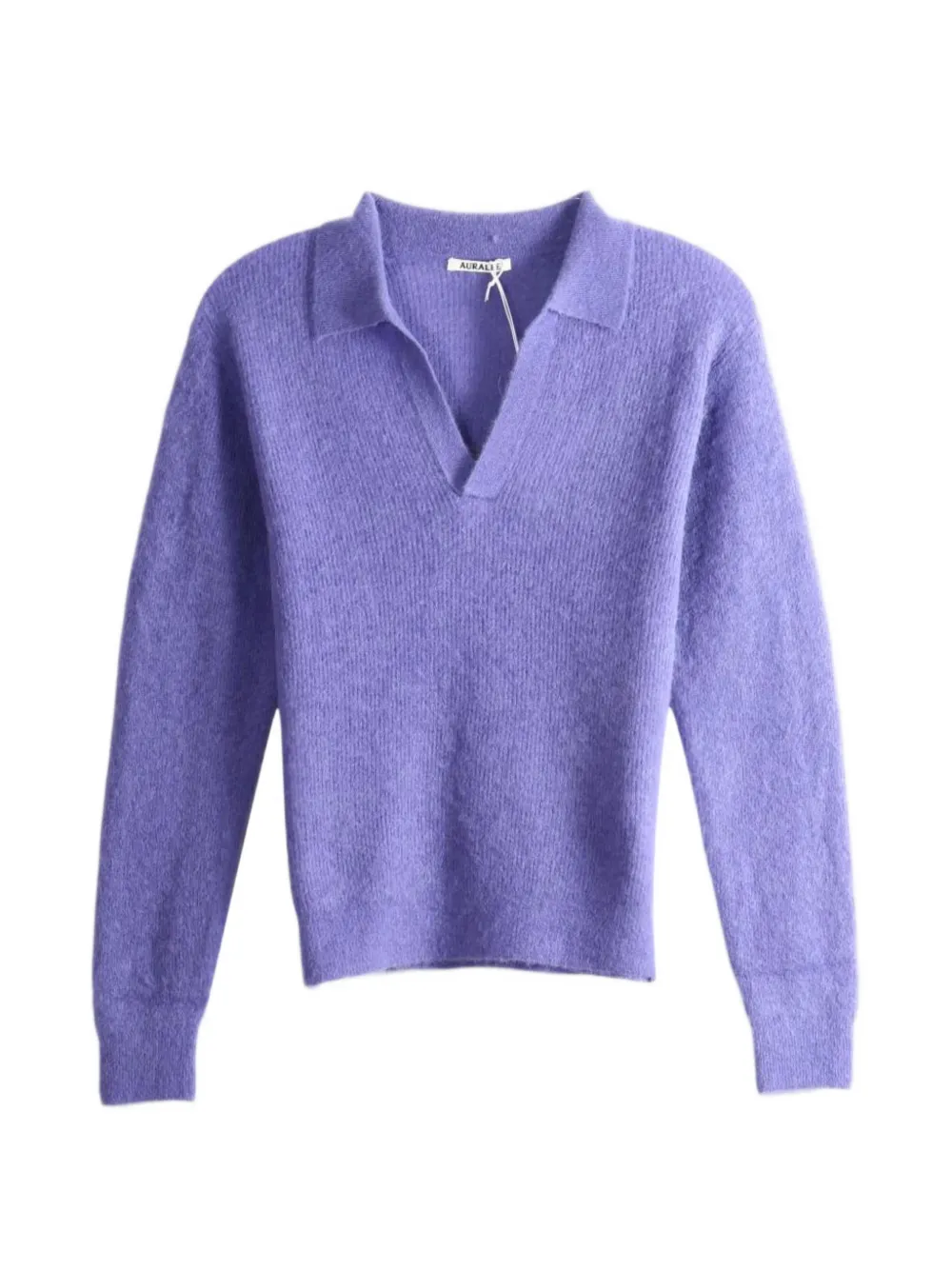 Auralee Spread-collar Knitted Top In 퍼플