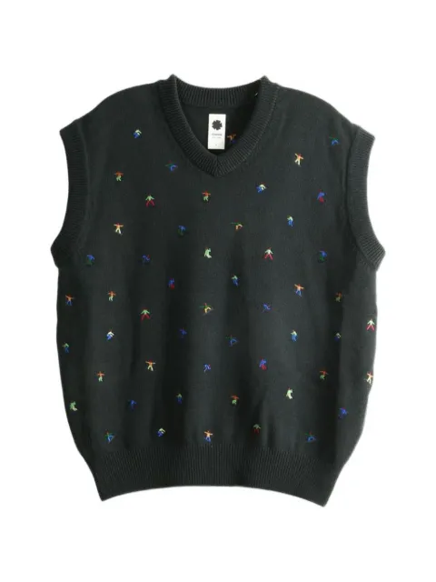 Vowels embroidered V-neck vest
