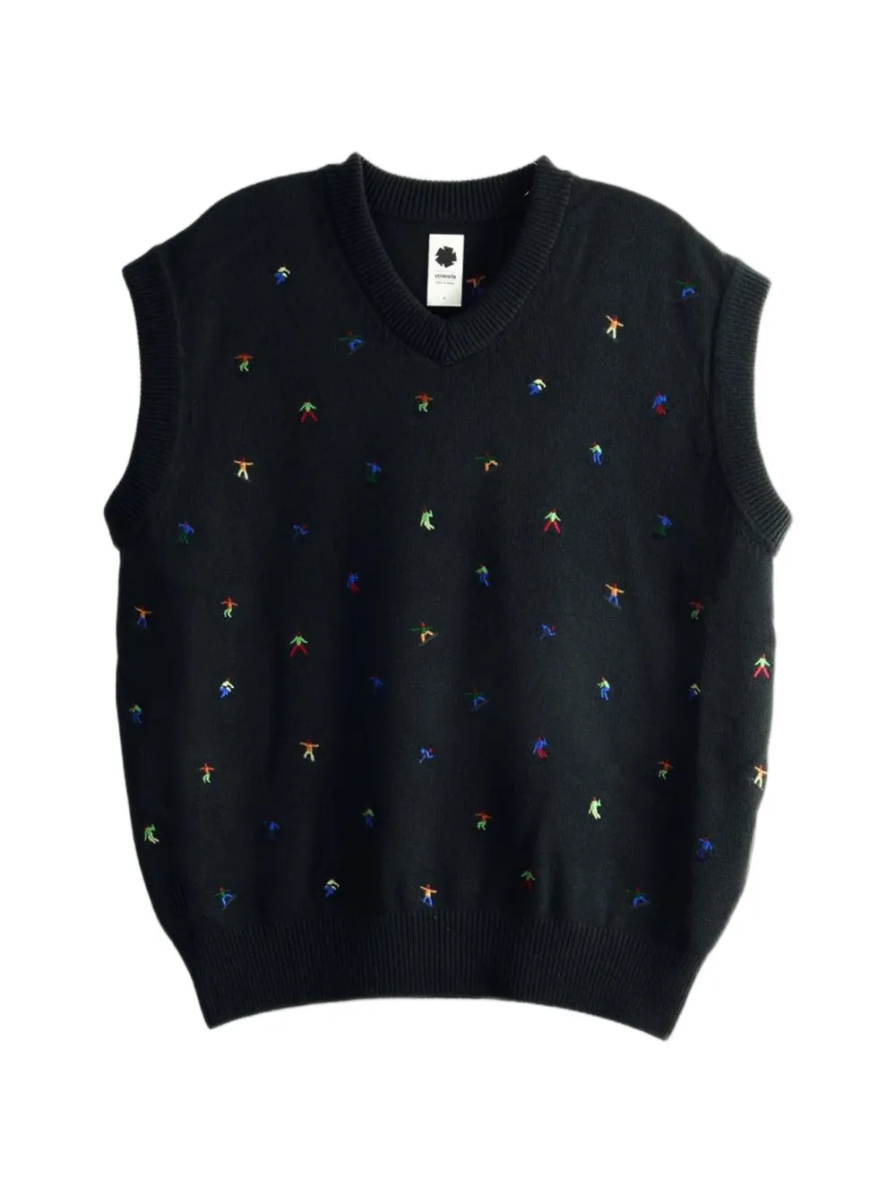 Vowels embroidered V-neck vest