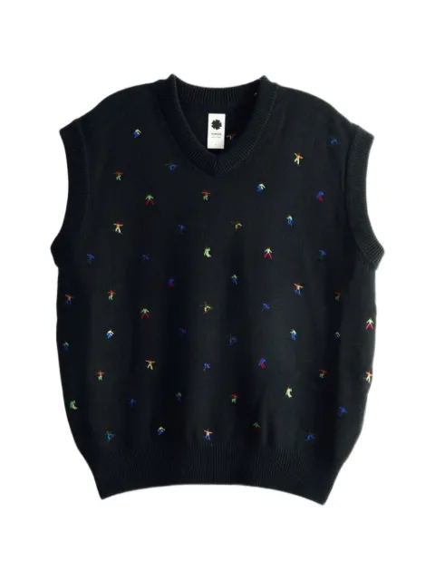 Vowels embroidered V-neck vest