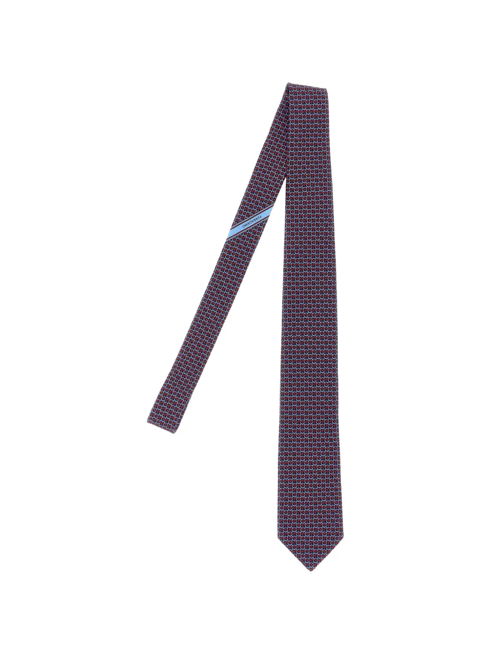 Ferragamo Gancini Links Print Silk Tie In Blue