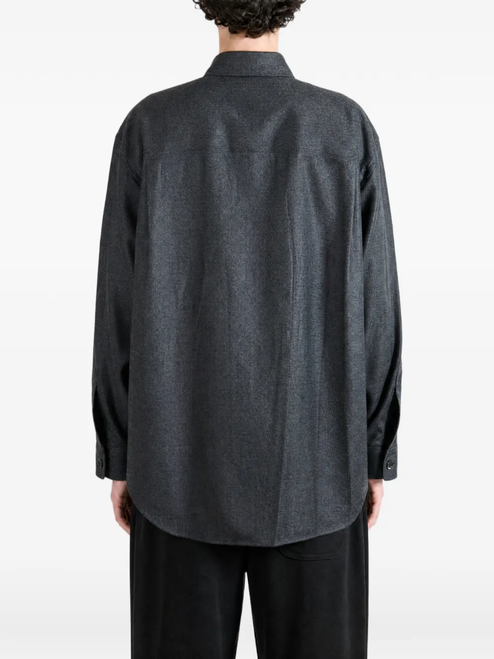 Auralee Button-down Long-sleeve Shirt in Grey, view 4