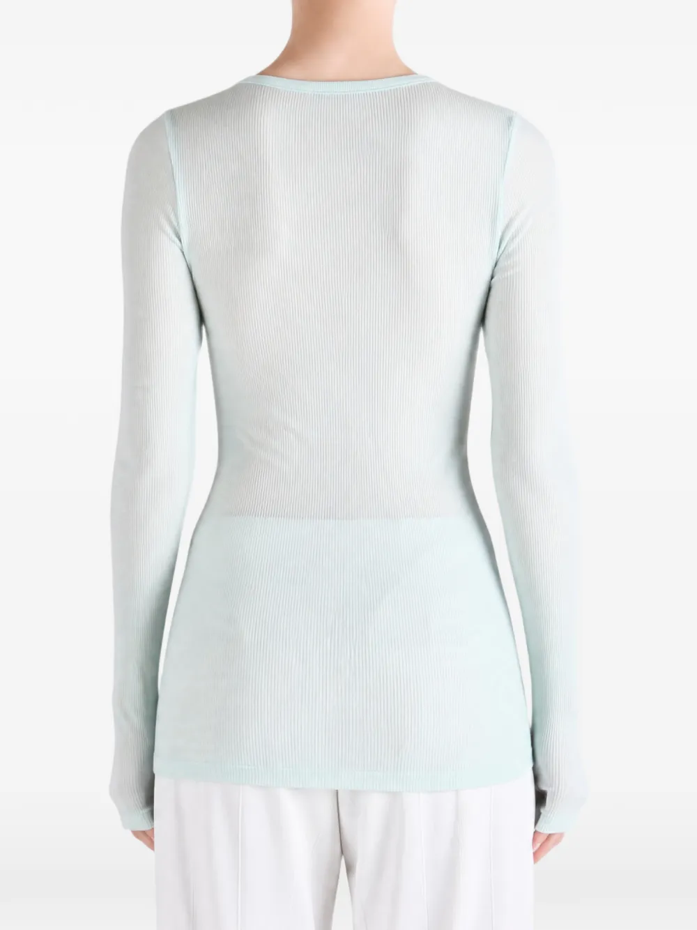 Auralee Ribbed-knit Long-sleeve T-shirt in Blue, view 4