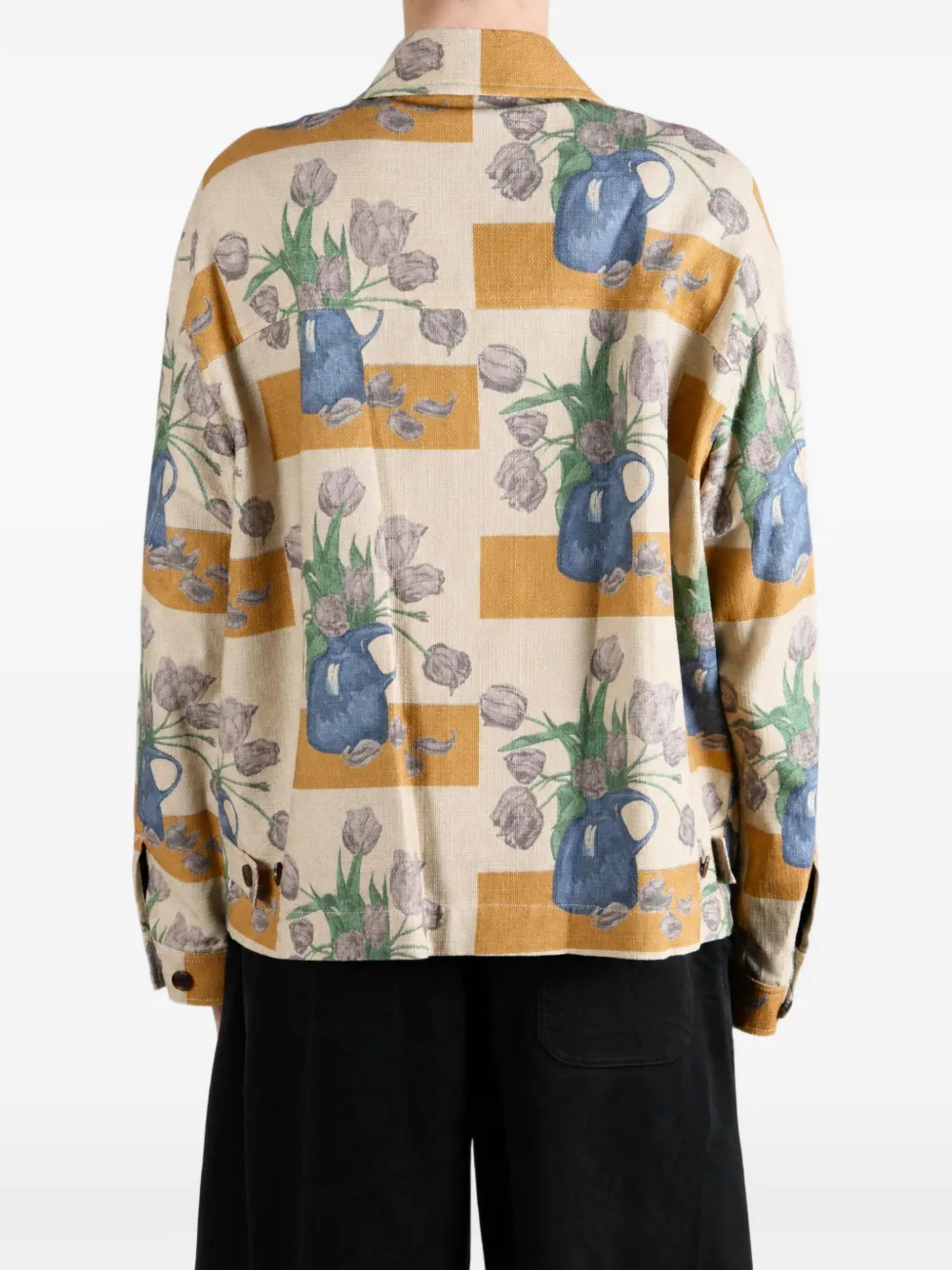 Vowels Gestreept jack met bloemenprint Beige