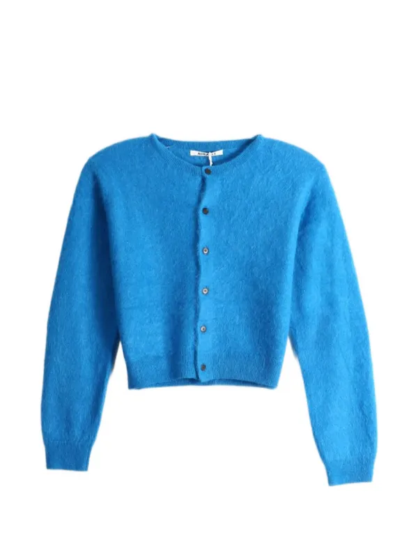 Auralee Garment-dyed Cardigan in Blue