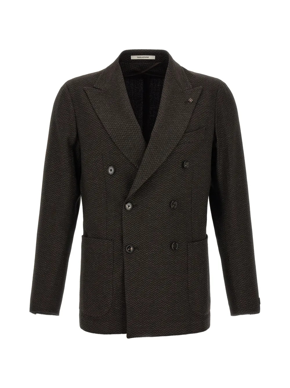 Tagliatore Montecarlo herringbone double-breasted blazer - Marrone