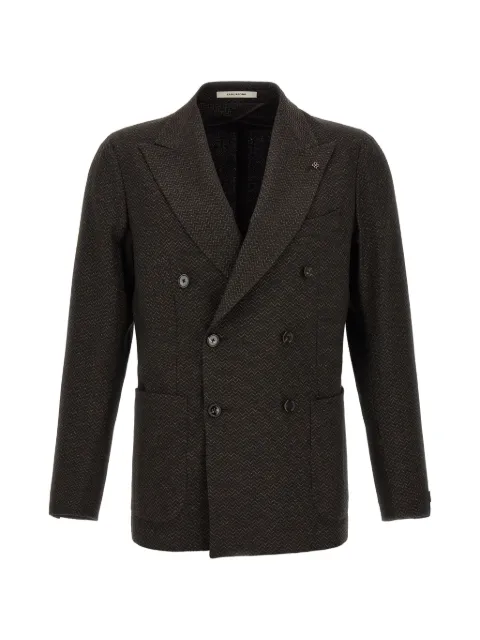 Tagliatore Montecarlo herringbone double-breasted blazer