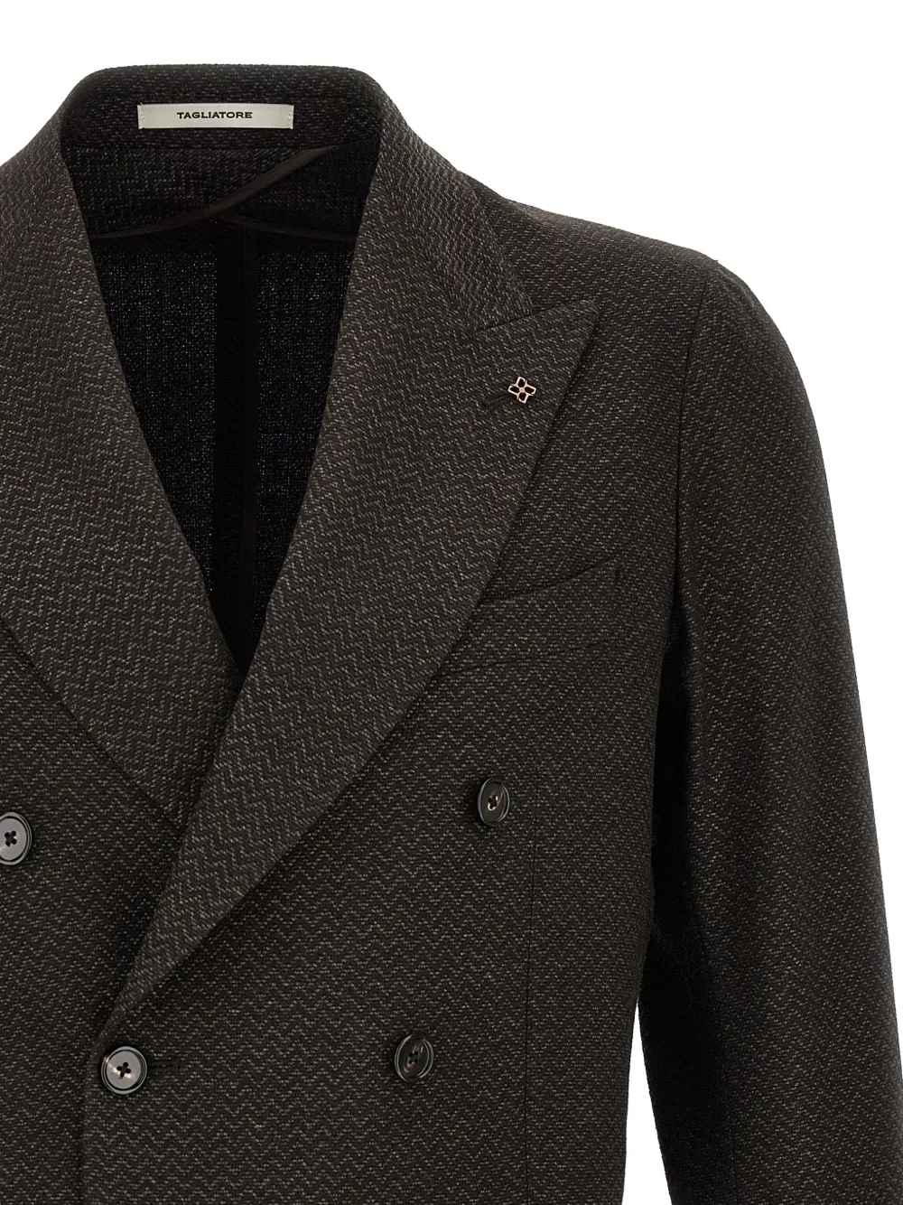 Tagliatore Montecarlo blazer met dubbele rij knopen en visgraatpatroon Bruin