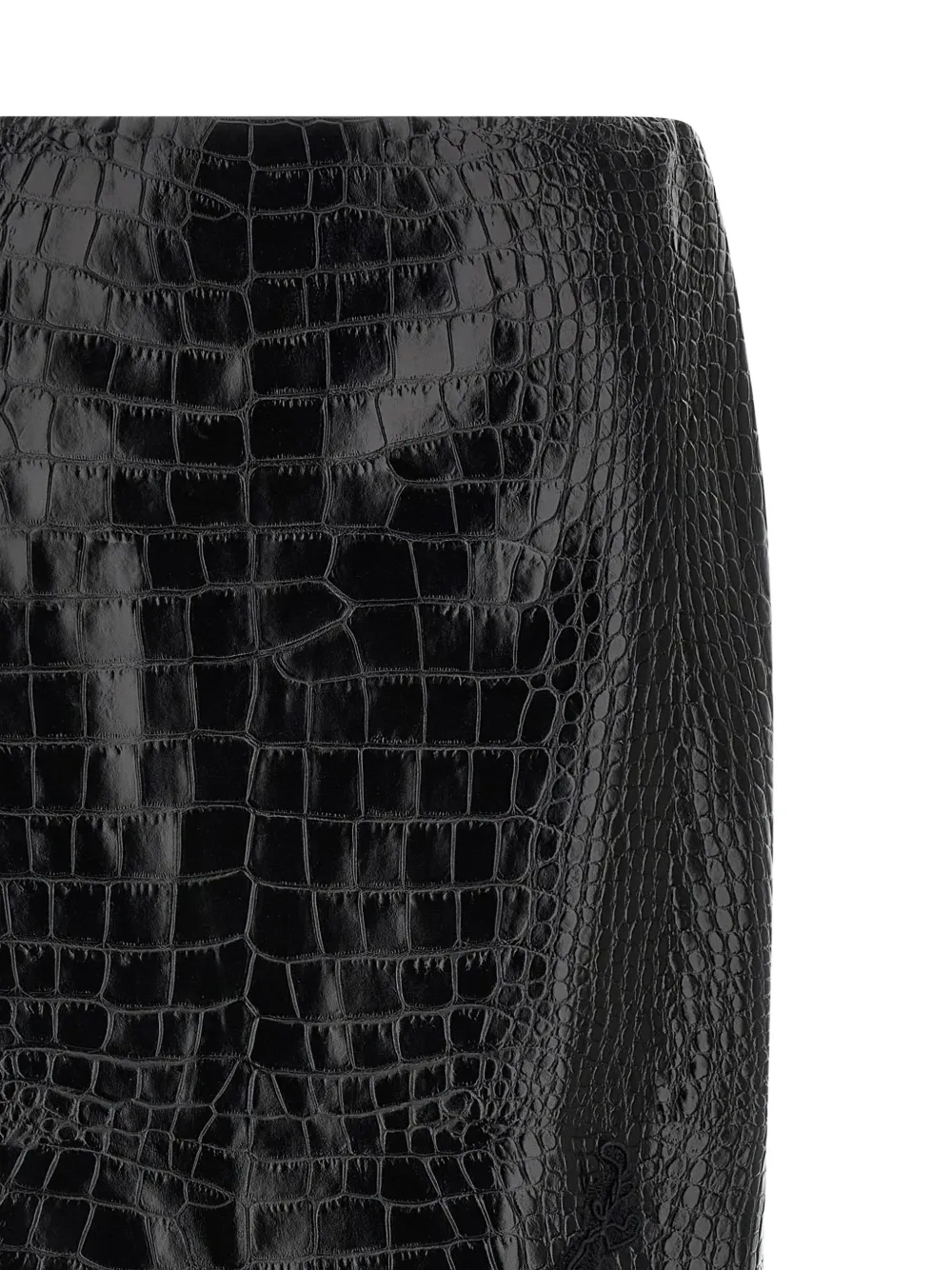 Ermanno Scervino crocodile-effect lace-hem midi skirt Zwart