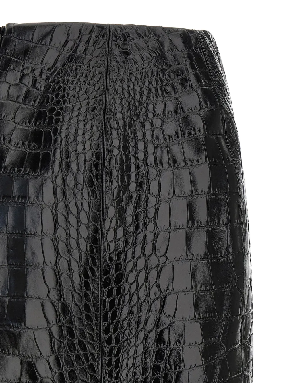 Ermanno Scervino crocodile-effect lace-hem midi skirt Zwart