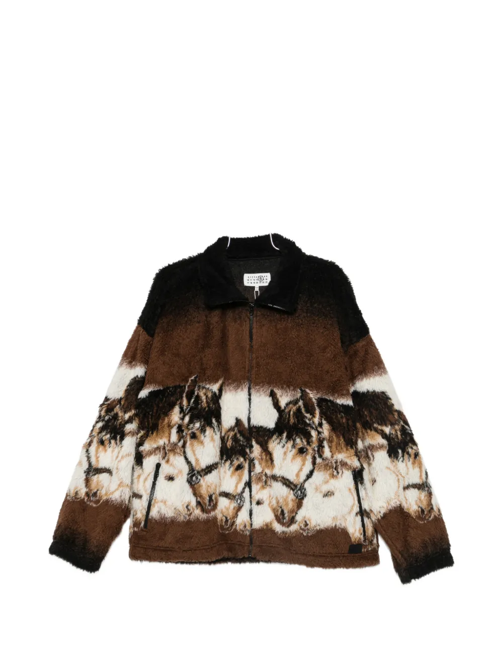 MM6 Maison Margiela horse-print zip-up cardigan - Marrone