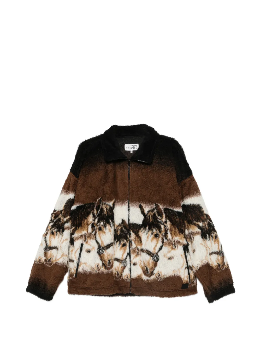 MM6 Maison Margiela horse-print zip-up cardigan - Brown