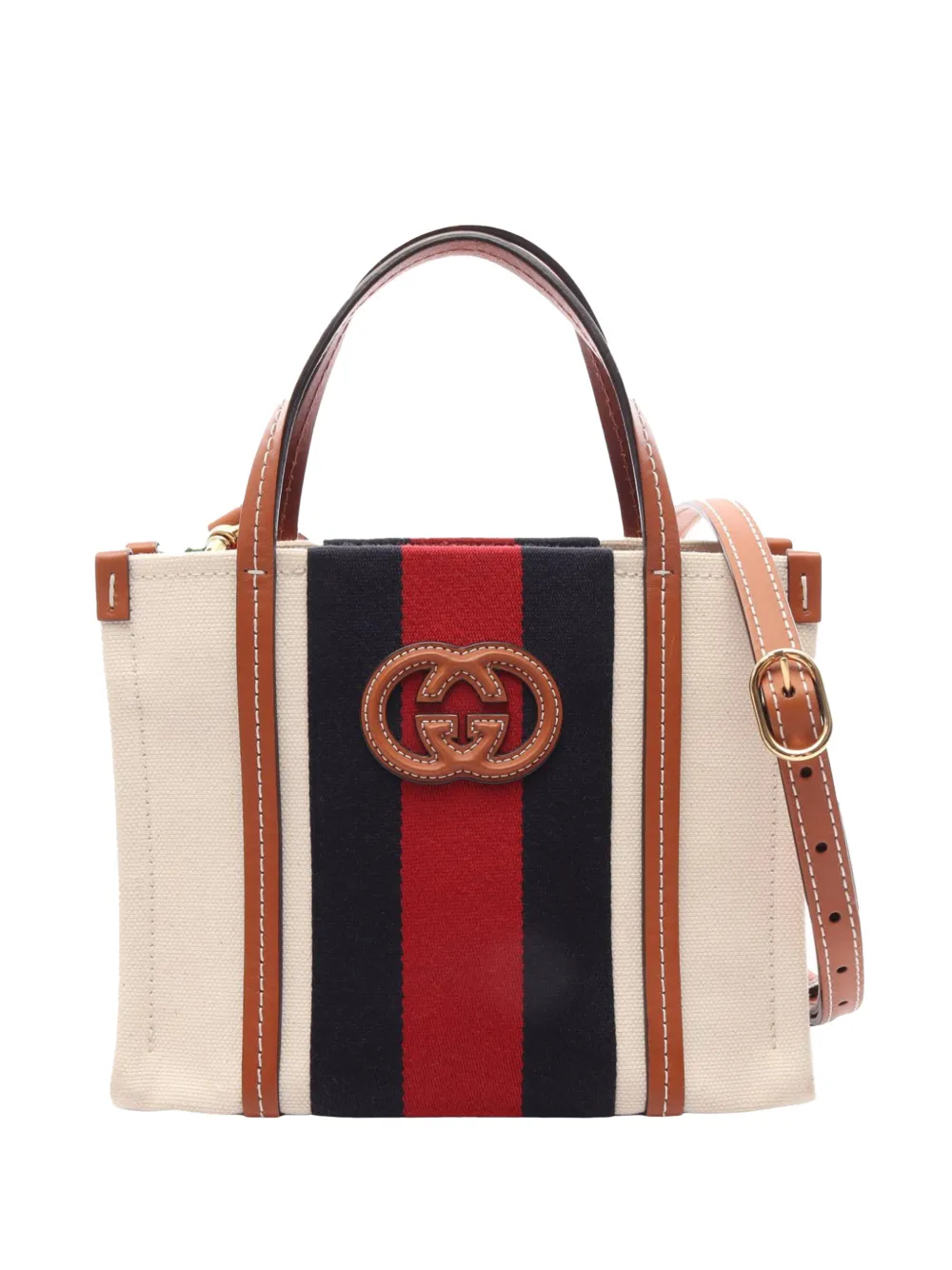 Gucci Pre-Owned 2016-2026 Mini Canvas Interlocking G Web Tote satchel - Toni neutri