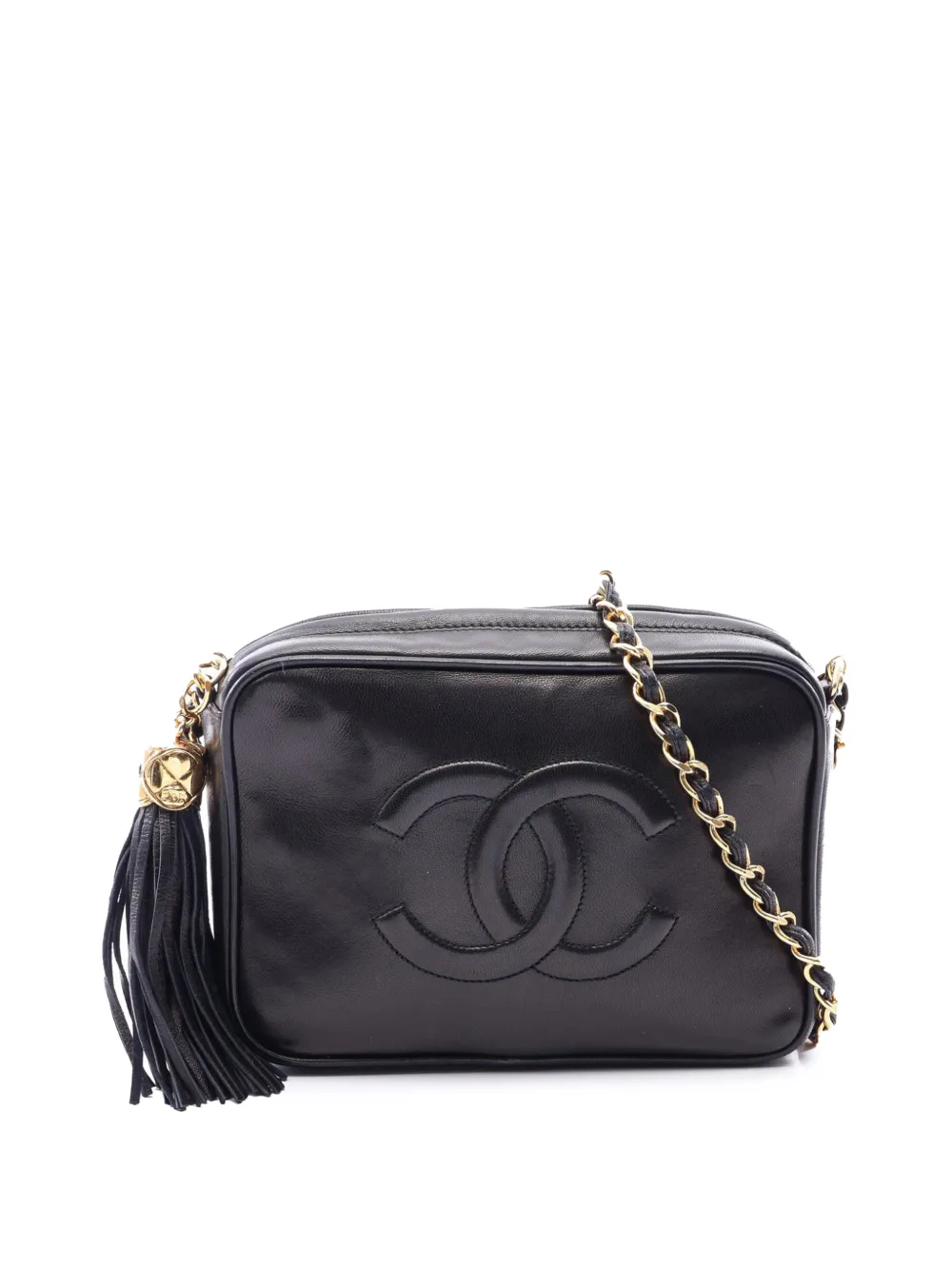 CHANEL Pre-Owned 1989-1991 CHANEL COCO Mark Lambskin (sheep leather) Black Used Women shoulder bag - Nero