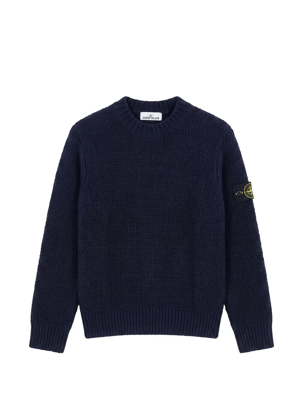 Stone Island logo-patch waffle-knit sweater Blauw