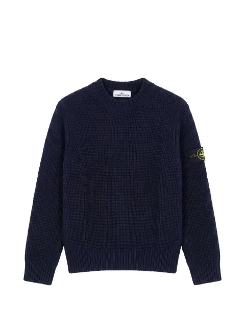 Stone Island logo-patch waffle-knit sweater