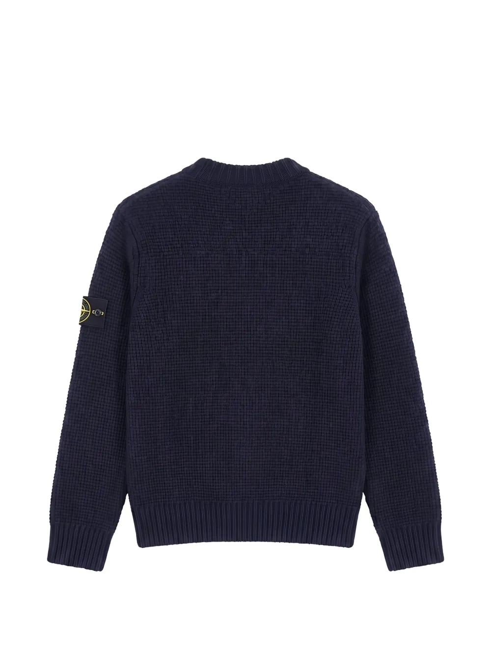 Stone Island logo-patch waffle-knit sweater Blauw