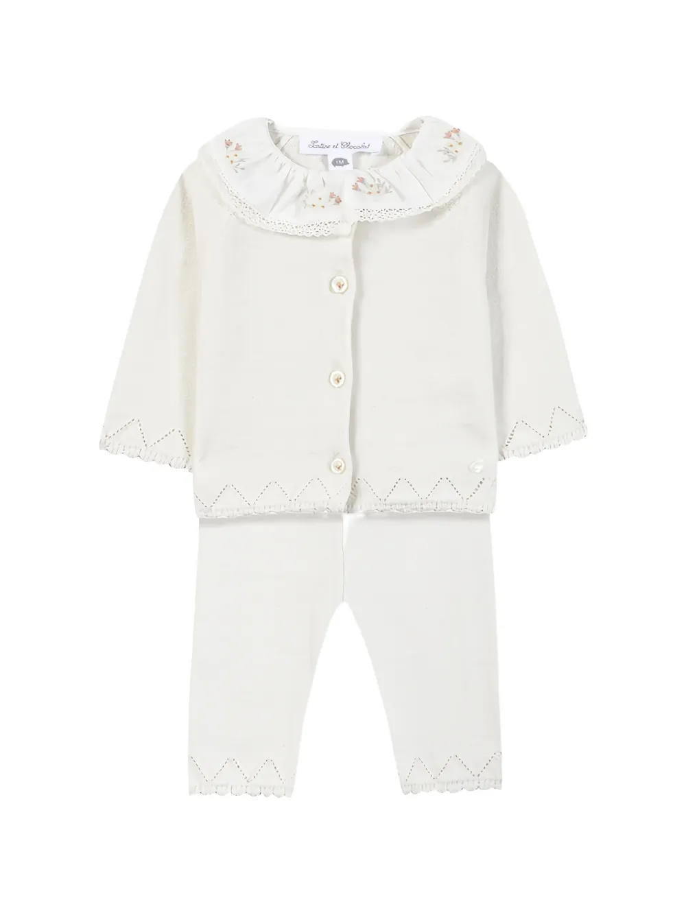 Tartine Et Chocolat floral-collar pointelle-knit set - Toni neutri