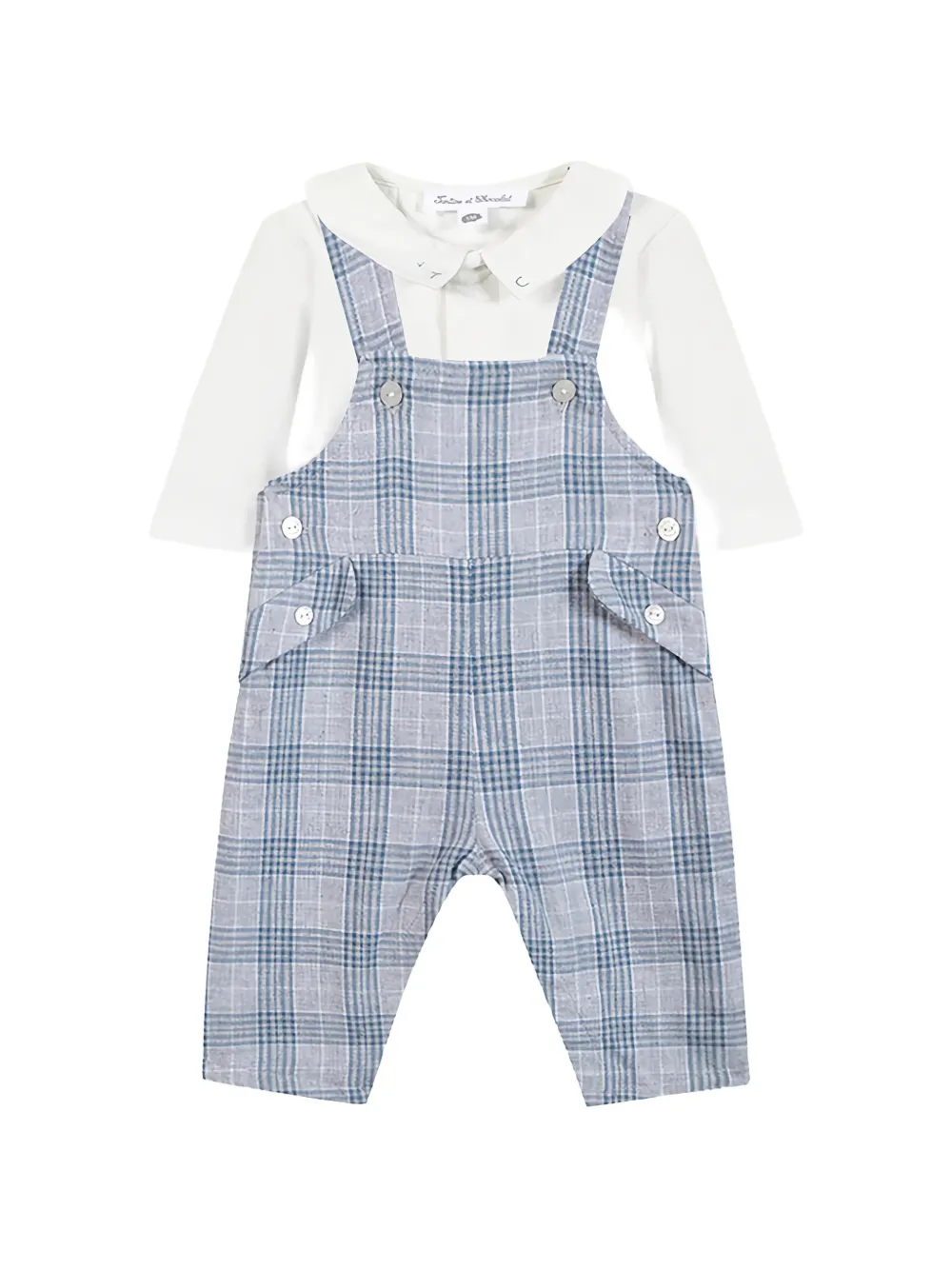 Tartine Et Chocolat check-pattern dungarees set - Bianco